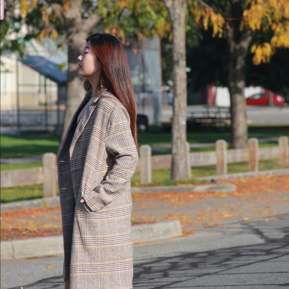 DOUBLE BREASTED PLAID COAT - Picture 7 of 8